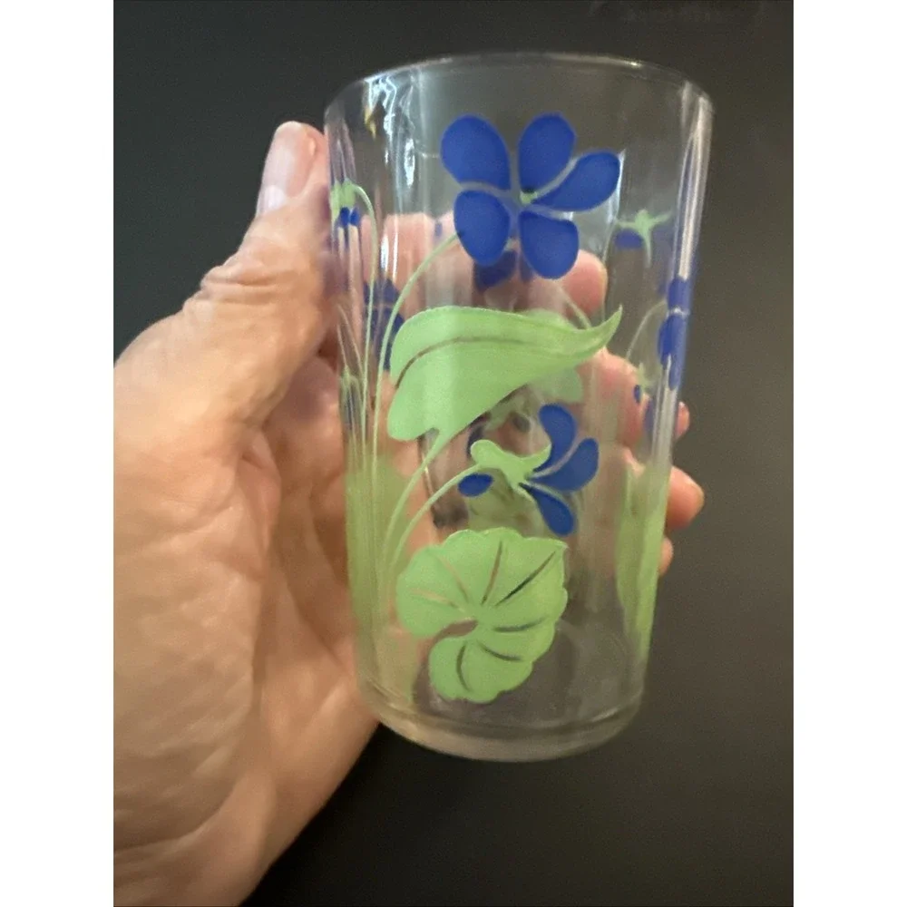 Vintage 1940s-50s Swanky Swigs Juice  GlassPosy Pattern Violet  Pre Owned